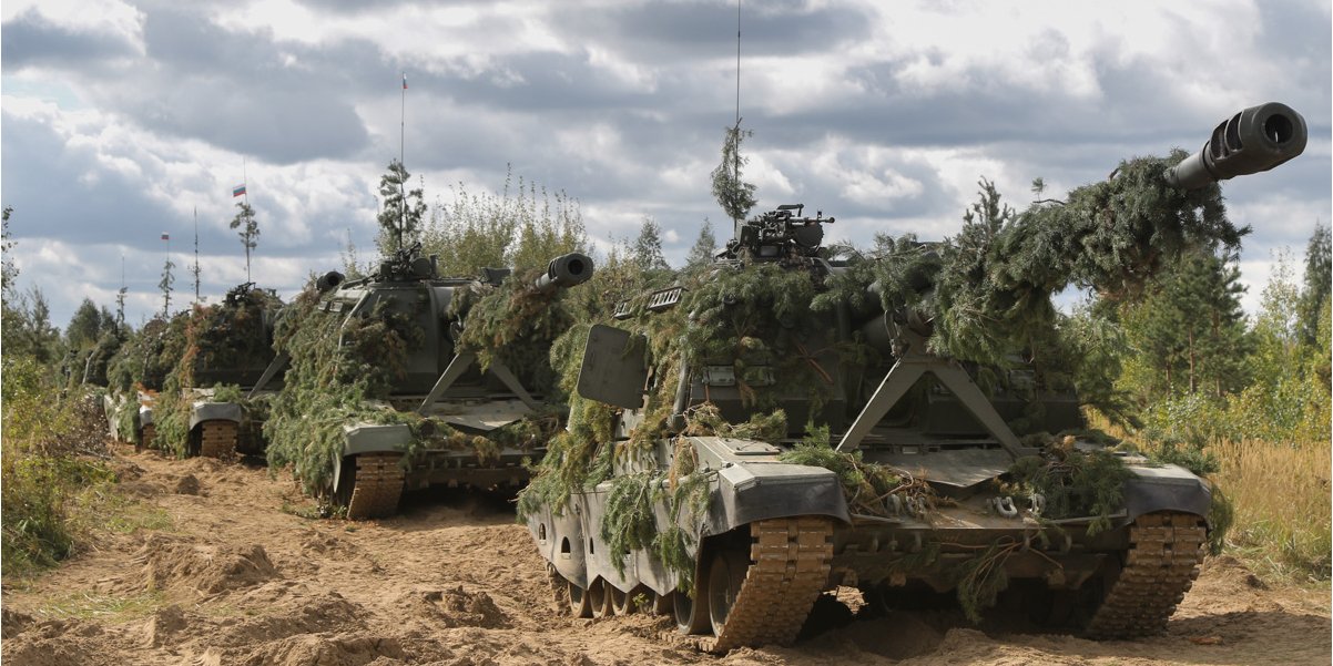 Частину техніки до&nbsp;українського кордону&nbsp;РФ стягнула після навчання Захід-2021 восени 2021 року (епізод навчань на&nbsp;фото, полігон Муліно) (Фото: mil.ru)