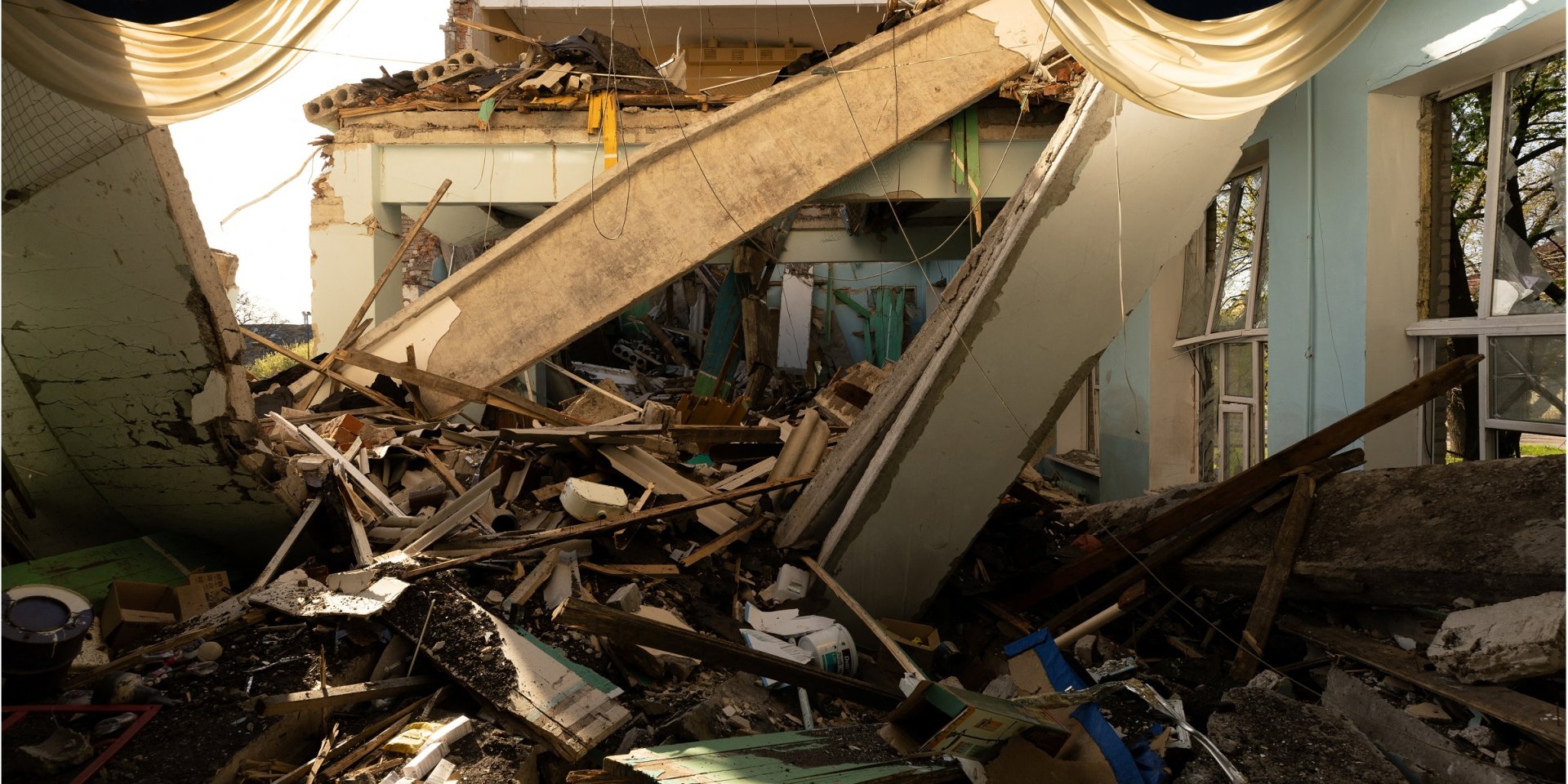 A school in Kramatorsk destroyed by Russian missile strikes and bombing. (Photo: REUTERS/Jorge Silva)