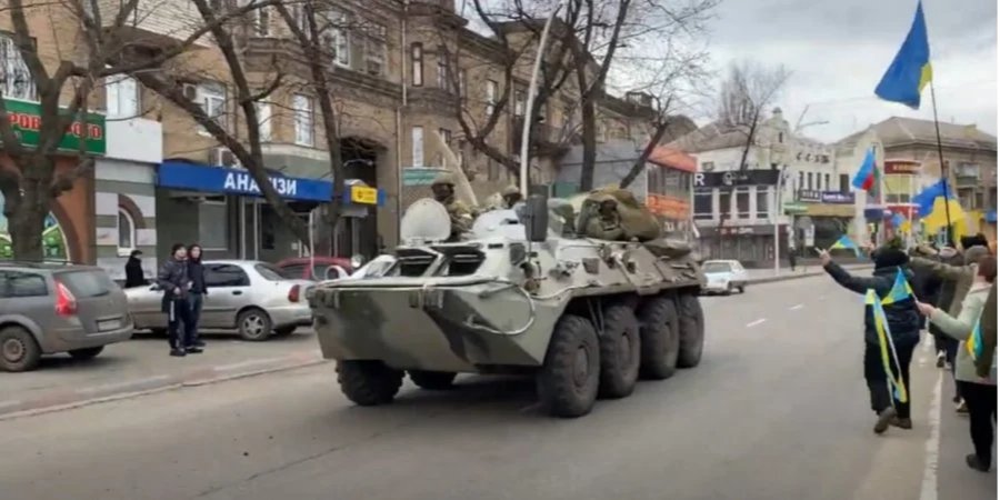 Russian occupiers in Melitopol in early March (Photo: Provided by NV by the heroes of the article)
