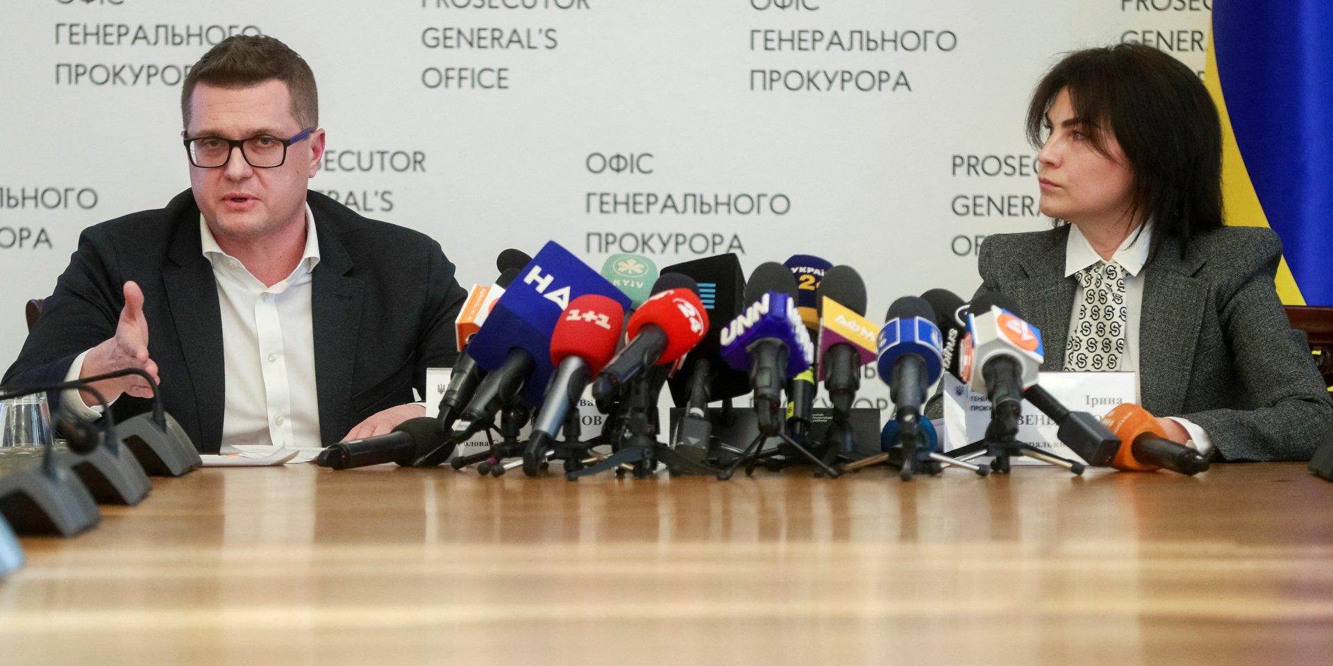 Ivan Bakanov and Iryna Venediktova at a joint press conference (Photo: REUTERS/Valentyn Ogirenko)