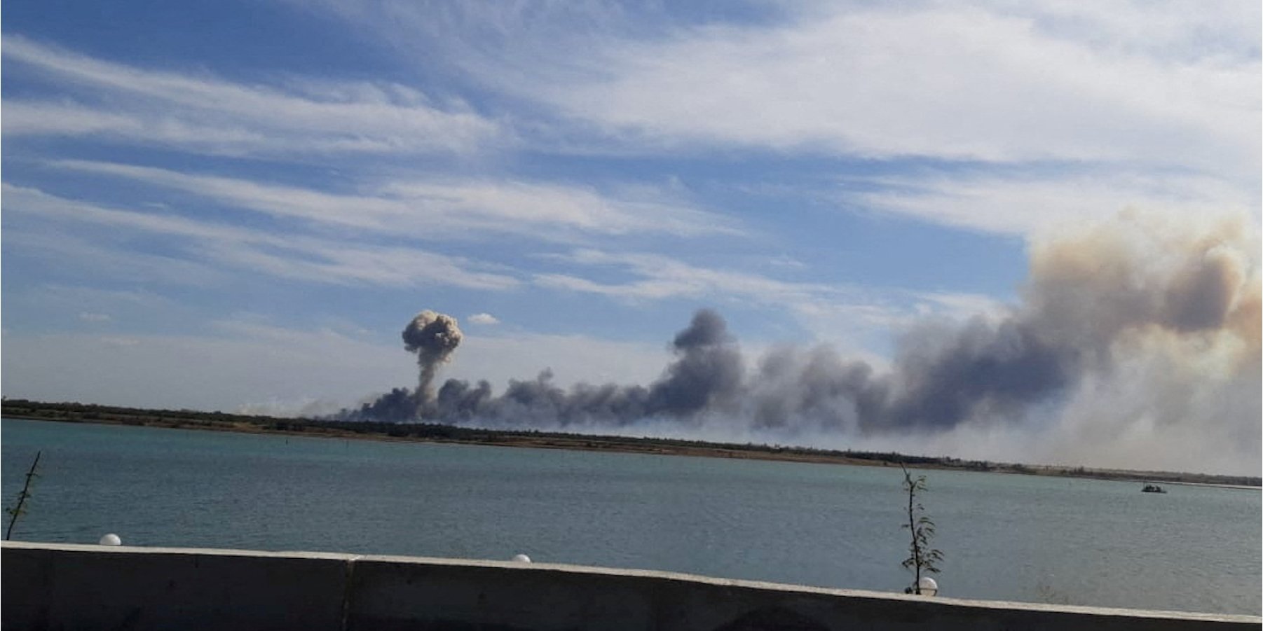 Explosion at Saky Airport (Photo: via REUTERS)