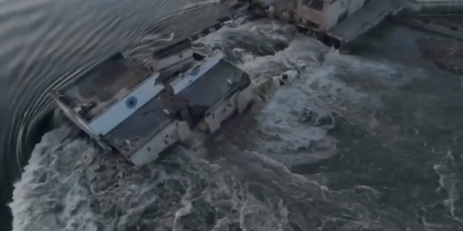 Kakhovka HPP (Photo: screen grab taken from a&nbsp;video obtained by&nbsp;Reuters/via REUTERS)