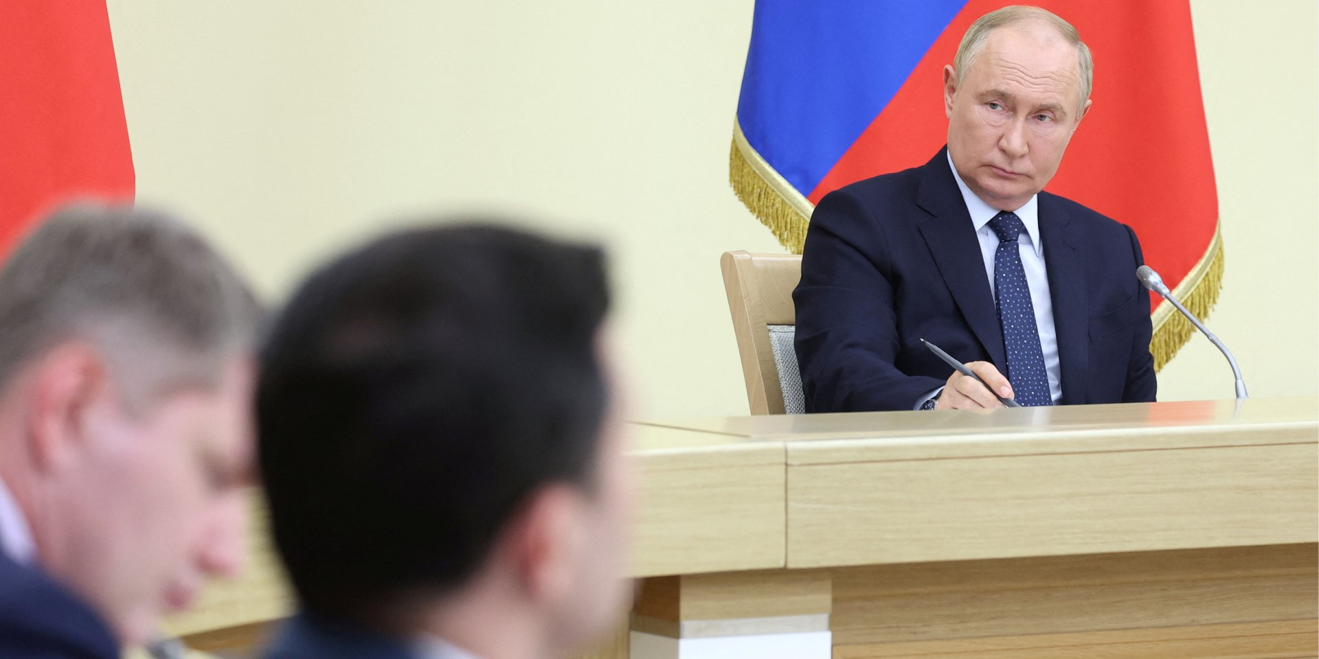 Russian dictator Vladimir Putin at a meeting with members of the government in Moscow, Aug. 7, 2024 (Photo: Sputnik/Valery Sharifulin/Pool via REUTERS)