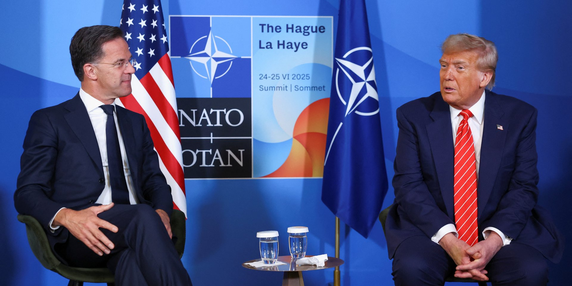 U.S. President Donald Trump and NATO Secretary General Mark Rutte at the NATO leaders' summit in The Hague, Netherlands, June 25, 2025 (Photo: REUTERS/Piroschka Van De&nbsp;Wouw)