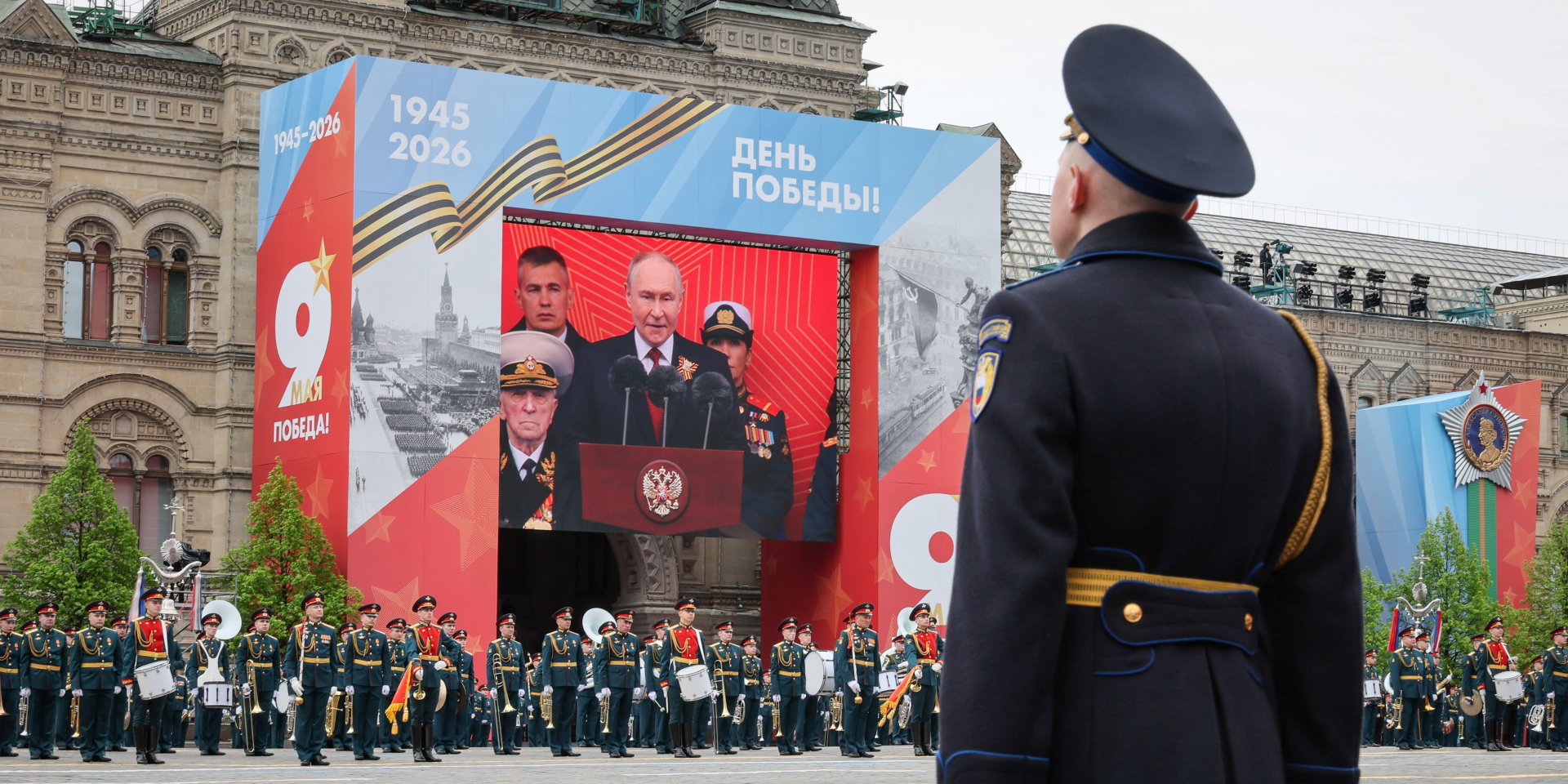 Російський диктатор Володимир Путін під час виступу на військовому параді в&nbsp;День перемоги на&nbsp;Красній площі в&nbsp;центрі Москви, 9 травня 2026 року (Фото: REUTERS/Shamil Zhumatov/Pool)