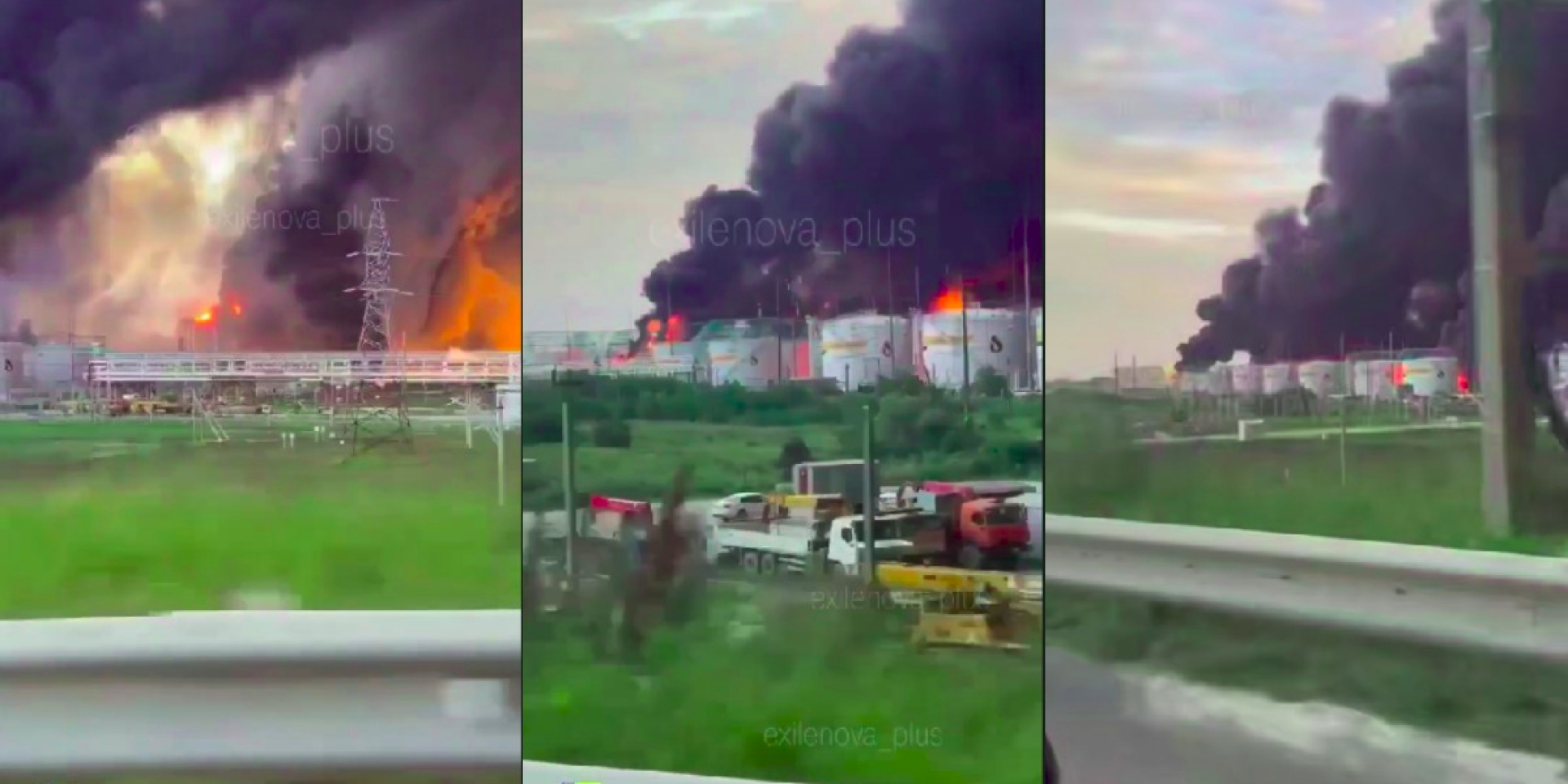 Fire at the Slavyansk Refinery in Slavyansk-on-Kuban (Photo: Video footage Exilenova+ via Telegram)