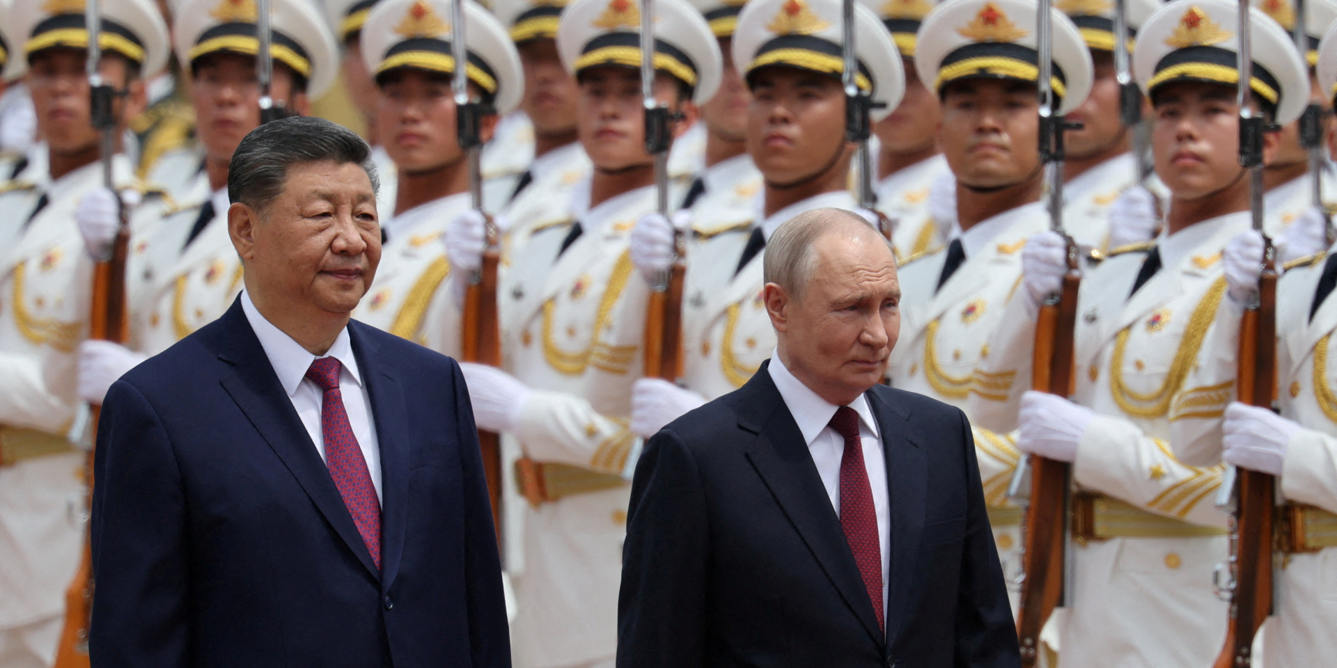 Російський диктатор Володимир Путін і лідер Китаю Сі Цзіньпін у&nbsp;Пекіні, 20 травня 2026 року (Фото: REUTERS/Maxim Shemetov/Pool)