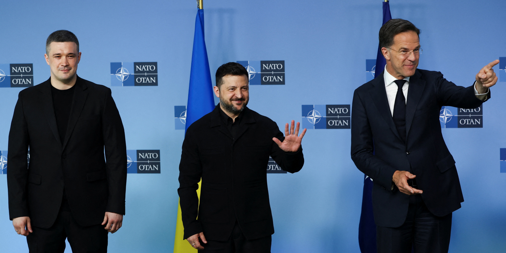 Mykhailo Fedorov, Volodymyr Zelenskyy, and NATO Secretary General Mark Rutte at a Ramstein meeting in Brussels on June 18, 2026 (Photo: REUTERS/Stoyan Nenov)