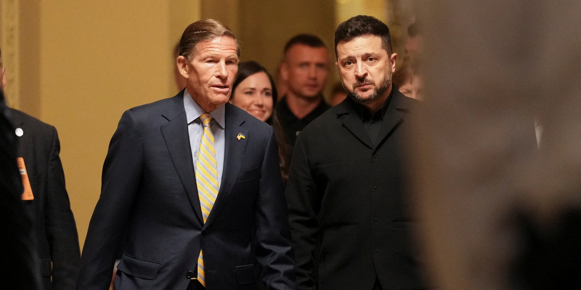 Президент Володимир Зеленський із сенатором Річардом Блюменталем у&nbsp;Конгресі США 28 липня 2026 року (Фото: REUTERS/Eric Lee)