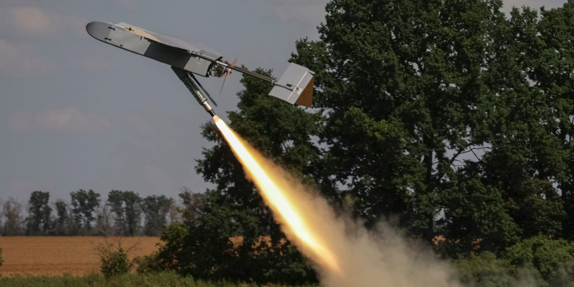 Запуск дрона FP-2 у&nbsp;Харківській області, 16 серпня 2026 року (Фото: REUTERS/Sofiia Gatilova)