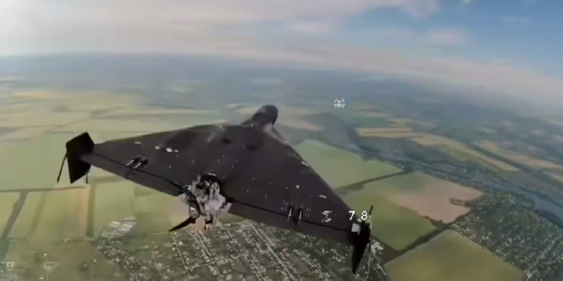 Russian Shahed drone in the sky over Ukraine moments before being shot down (Photo: In&nbsp;Factum / Telegram)