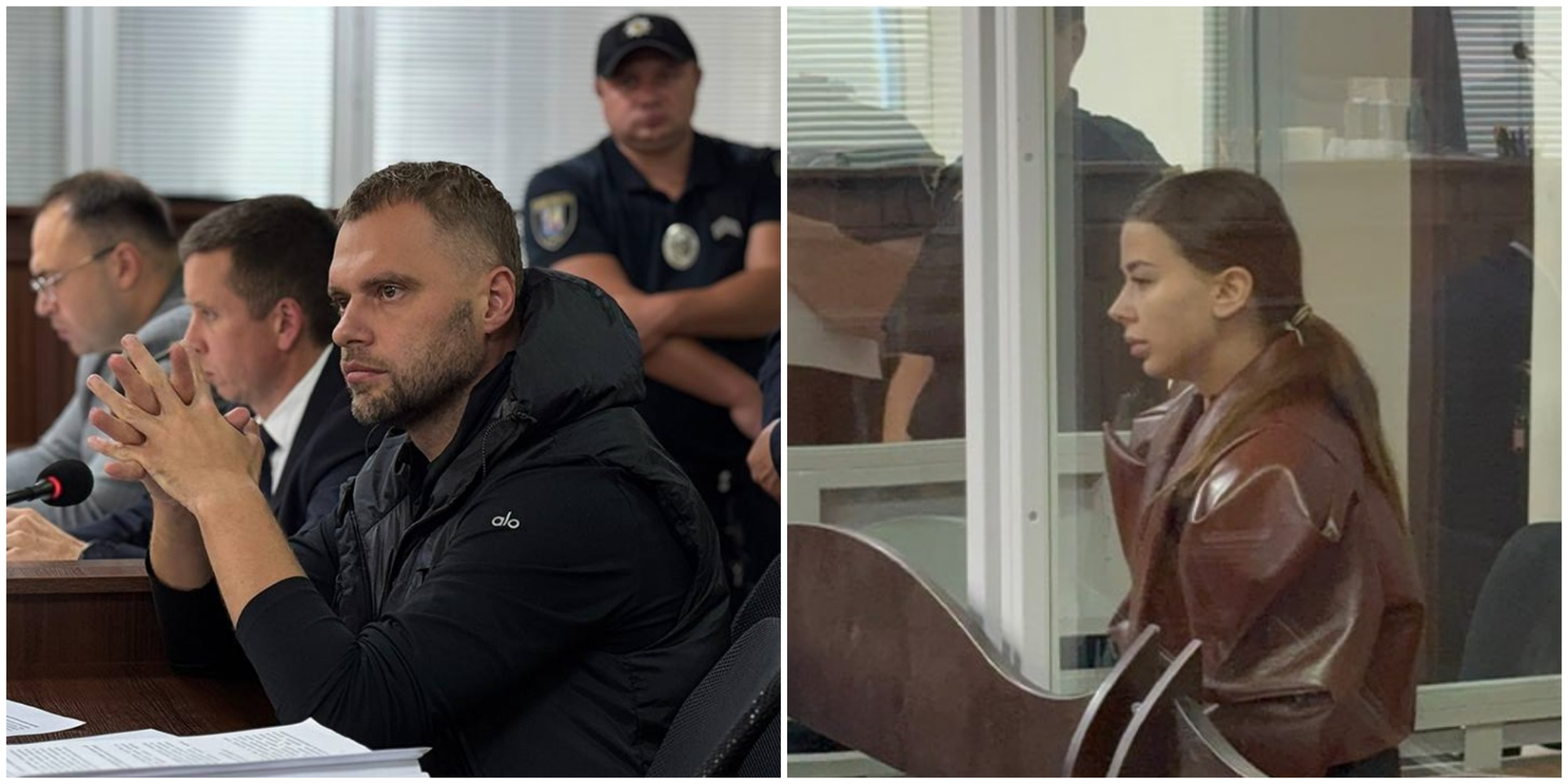 Ключевые фигуранты дела в&nbsp;суде во&nbsp;время избрания им&nbsp;меры пресечения: «Канцлер» Сергей Кропива и&nbsp;«Муза» Елизавета Ивахненко (Фото: Суспільне)