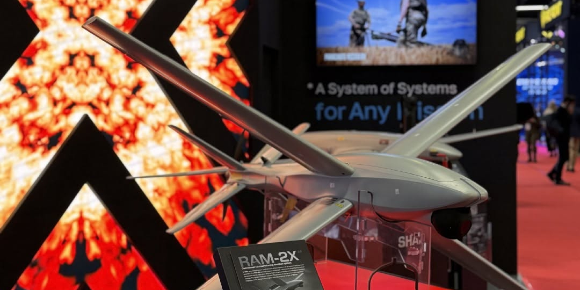 RAM-2X&nbsp;— барражирующий боеприпас с&nbsp;X-образным крылом, впервые представленный широкой публике на&nbsp;выставке #MSPO 2026 в&nbsp;Кельце (Фото: Ukrspecsystems / Facebook)