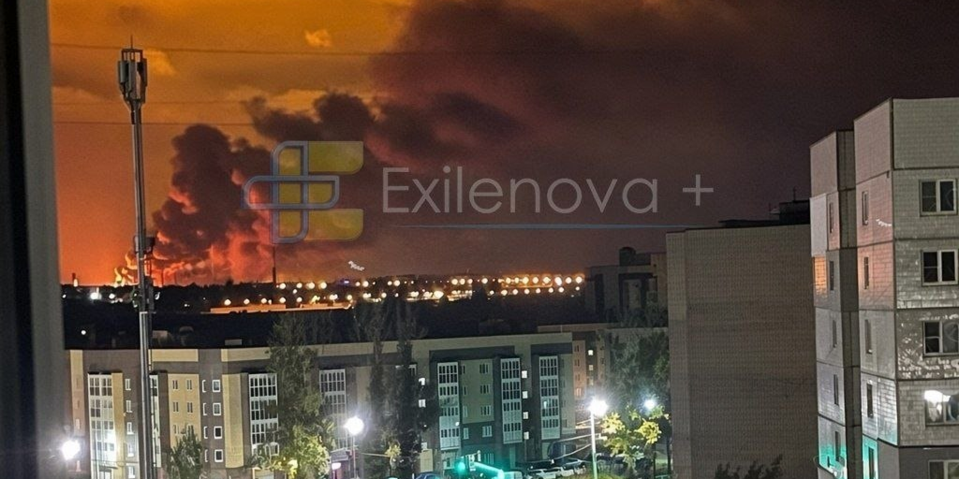 Кадры пожара на&nbsp;Ярославском НПЗ, 17&nbsp;сентября 2026 (Фото: Exilenova+)