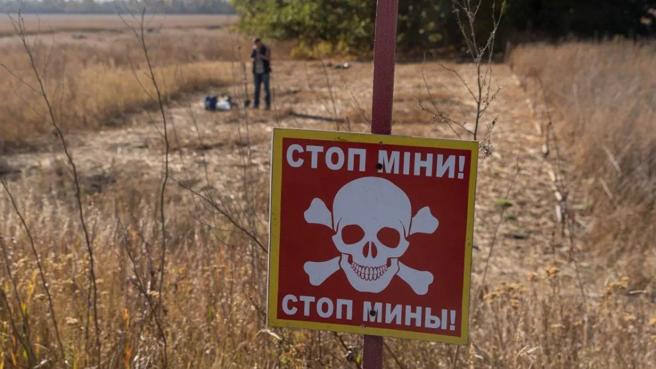 Такий знак із попередженнями про міни можна побачити в багатьох областях України, фото архівне (Фото: Уніан)